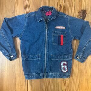 Carol's Kids jean 90s racing dark wash full zip girls jacket SIZE M